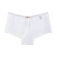 thumbnail image 4 of PMVFHDE Women Floral Lace Underwear Mid Rise Hollow Out Breathable Cross Back Plus Size Boy Shorts Cotton Gusset Panties Plus Size Underwear For Women White,M, 4 of 4