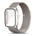 thumbnail image 3 of Caja De Vidrio + Metal Inoxidable Para La Correa Del Reloj De Apple 41MM 45MM 40mm 44mm 38mm 42mm Pulsera De Acero Para iWatch 8 5 4 3 SE 6 7 Ultra 49mm, 3 of 4