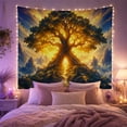 thumbnail image 2 of Glowing Tree of Life in Rocky Mountains, Mystical Fantasy for Nature Lovers, Radiant Wall Art Decor, Housewarming Gift Tapestry Wall Hanging for Bedroom and Living Room, 2 of 7