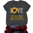 thumbnail image 5 of AOOCHASLIY Womens Tops Plus Size, Women Short Sleeve Crewneck Love Sunflower Print T-Shirts Print Casual Tees T-Shirt Blouse Tops, 5 of 6