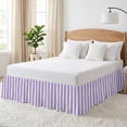 Bed Skirt Purple White Striped Adjustable Elastic Wrap-Around Dust ...