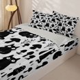 thumbnail image 2 of Manfei Spooky Black Cat Zipper Queen Comforter Set with Fitted Sheet and 2 Pillowcases, Wildflower Mushroom Zipper Bedding Set, Black Gray, Gray Reversible, 4-Piece, 2 of 7