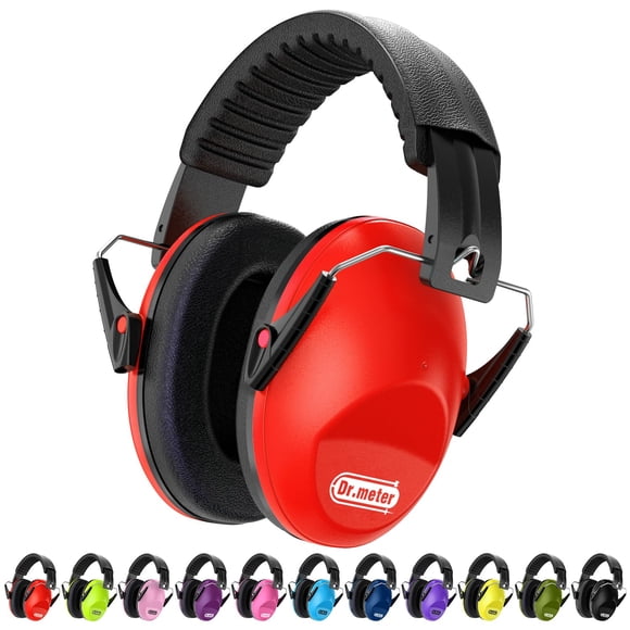 Orejeras Dr.Meter SNR27.4 con reducción de ruido para niños, color rojo