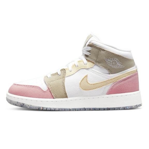 Big Kid's Jordan 1 Mid SE White/Vivid Green (DJ0338 100) - 4.5