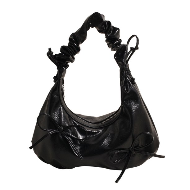 Bolso Media Burbujas Nube Plisado Mano Informal Con Lazo Cuero PU