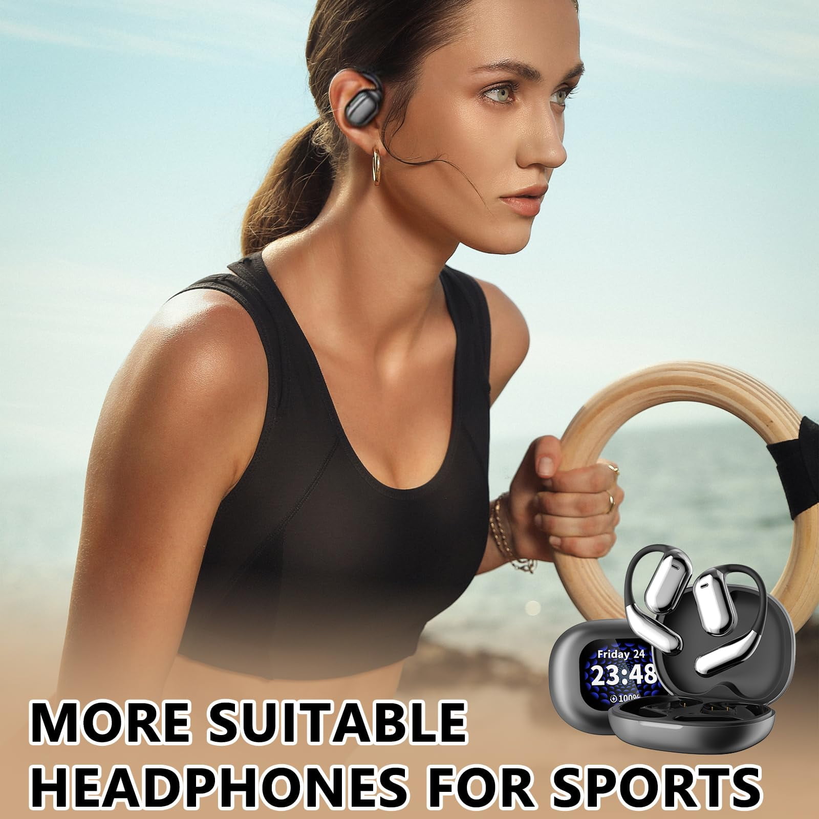 Erazer Over The Ear Earbuds Xp2, Erazer True Wireless Open Ear Earbuds Bluetooth 5.4,Waterproof Earphone, Erazer wireless Earbuds, Open Ear Headphones with LED Display,Erazer Earbuds