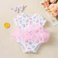thumbnail image 4 of Tisuna Romper Dress For Newborn Girls Butterfly Print Short Sleeve Crew Neck Jumpsuit Causal Cute Baby Girls Summer Bodysuit Clothes Size 3-6 Months, 4 of 9