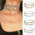 thumbnail image 2 of Collier Ras du Cou Mode pour Femmes avec Strass et Lettres en Alliage, 2 of 10