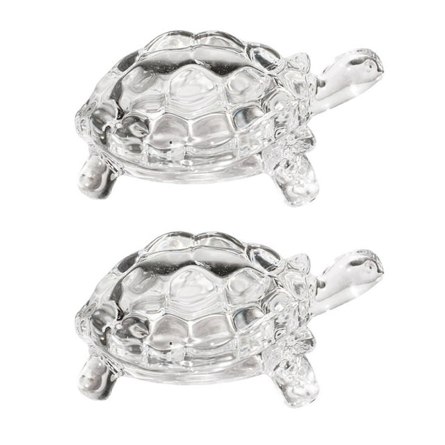 MasteelfCA 2 Pcs Ornements Tortue en Verre Statue Tortue en Verre Transparente Artisanat