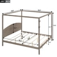 thumbnail image 4 of King Size Canopy Bed Frame, Wood Platform Bed  with Headboard and Support Legs, Modern Four Poster Bed for  Adults, Weight Capacity 700 Pounds, No Box Spring Needed, Brown, 4 of 7