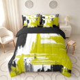 thumbnail image 3 of Manfei Vintage Oil Painting Queen Bedding, Watercolor Brushstroke Bedding Comforter Set Queen, Yellow, Black and Gray, Black Reversible 7 Pieces, 3 of 6