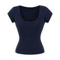 thumbnail image 4 of XAOFW Stretchy Fit Short Sleeve Knit T Shirt For Women Soft Knit Crew Neck Tee Celebration Party Comfortable Tops, 4 of 4