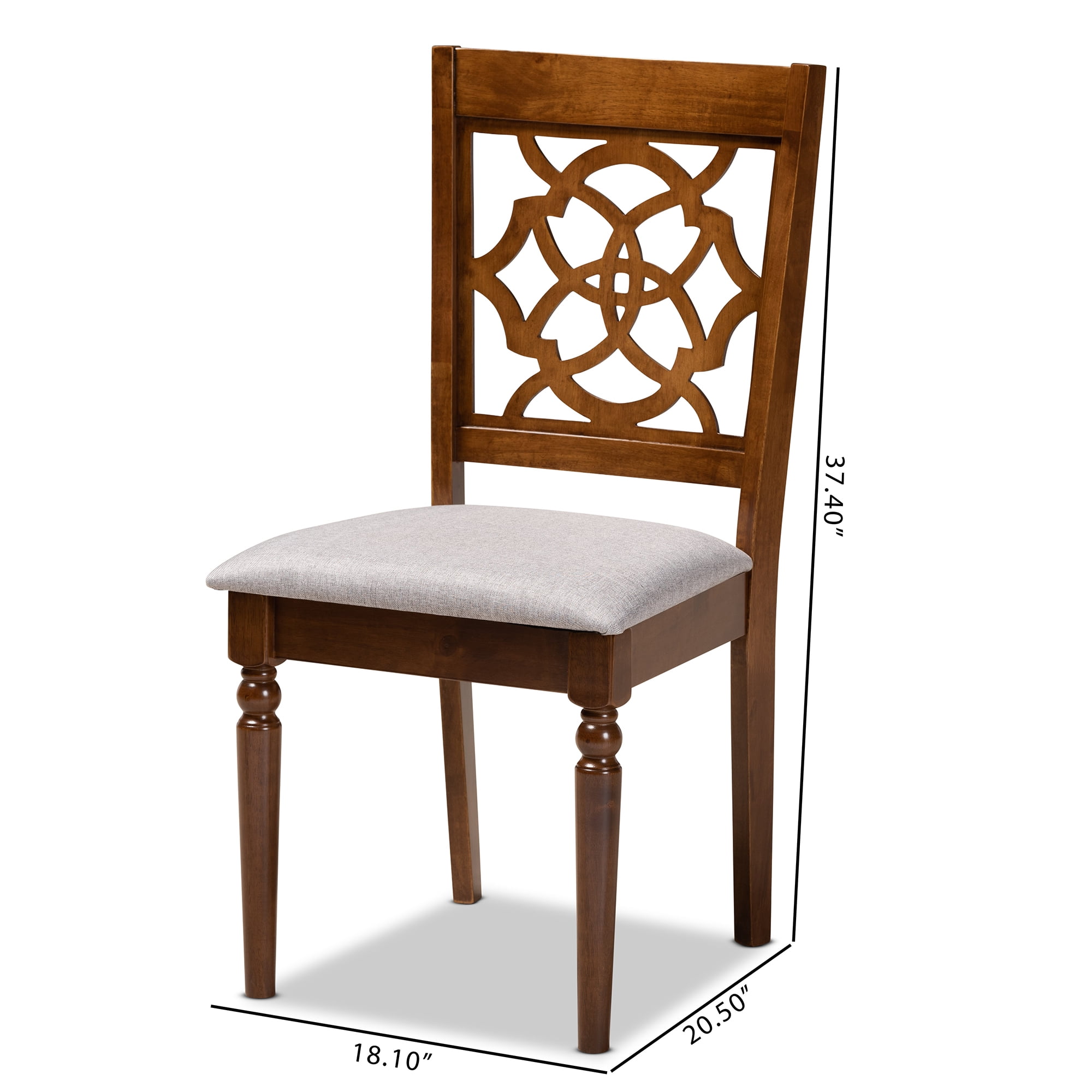 Baxton Studio Lylah Modern and Contemporary Grey Fabric Upholstered and Walnut Brown Finished Wood 4-Piece Dining Chair Set