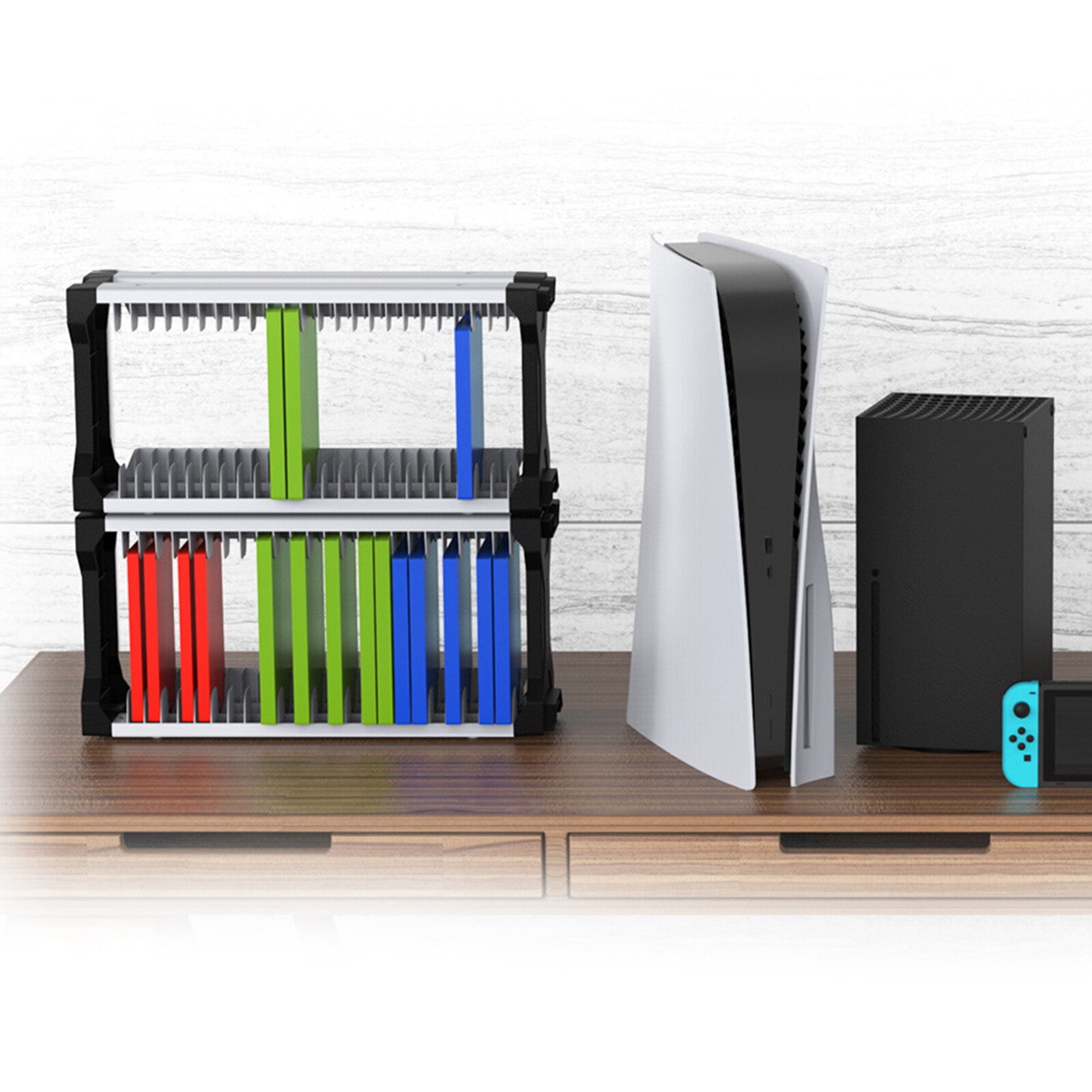 Game Disk Tower Storage Rack,Video Game Storage Stand Tower for PS5/PS4/NS Switch/Xbox, Video Game Disk Storage & Controller Headset Holder Kit, Vertical Stand Organizer Tower