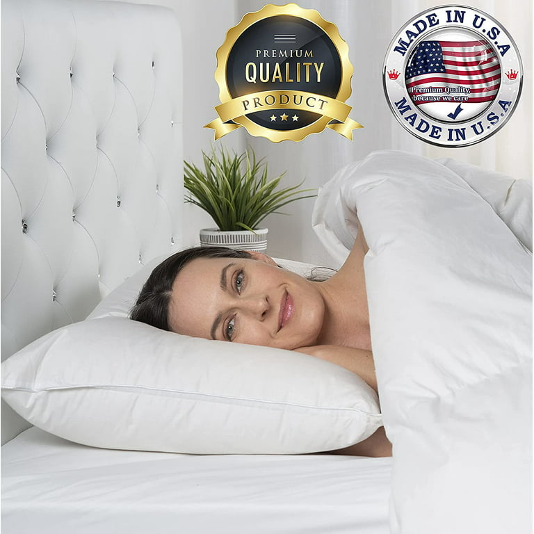 ComfyDown Set of 2 Standard Bed Pillows for Sleeping, Down and Feather  Stuffing, with Premium Egyptian Cotton Cover, Made in USA (Queen) 