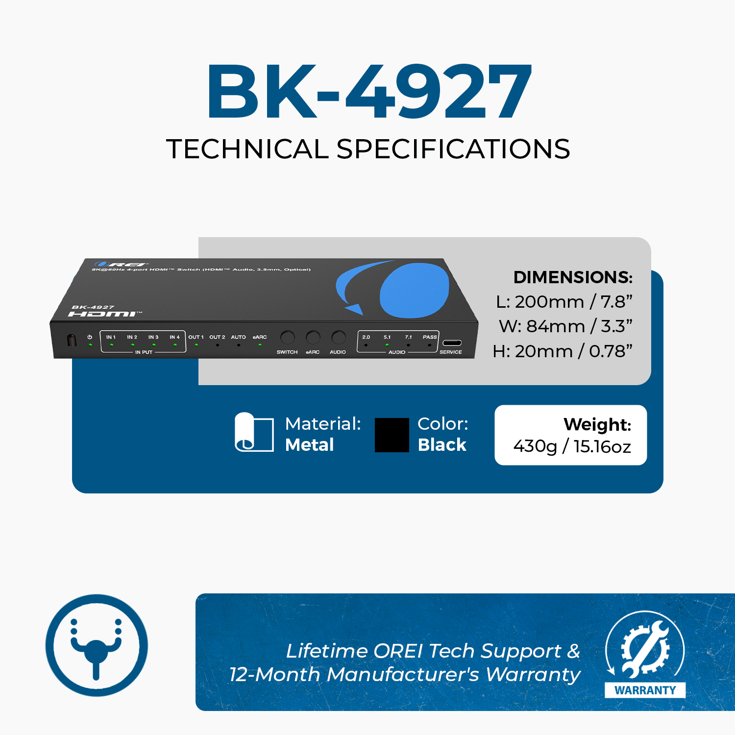 極上パター　B 492g/約87㎝　東Y8-0702☆2F OREI, HDMI Switch, 4-Port, 8K@60Hz, Audio, Optical - Walmart.com