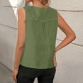 thumbnail image 4 of Vmvidoty Summer Womens Cotton Linen Blouses Shortless V Neck Shirts for Women Casual Tops Army Green L, 4 of 9