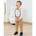 thumbnail image 3 of ZOEREA Baby Boy Clothes Suits 4PCS Gentleman Outfit Dress Romper Beret Hat Suspender Pants Bow Tie Wedding Set, 3 of 11