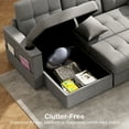 thumbnail image 4 of CoSoTower Canapé Sectionnel Convertible, Canapé-Lit Escamotable avec USB‐A+C, Rangement dans la Méridienne, Futon en L, Gris, 4 of 7