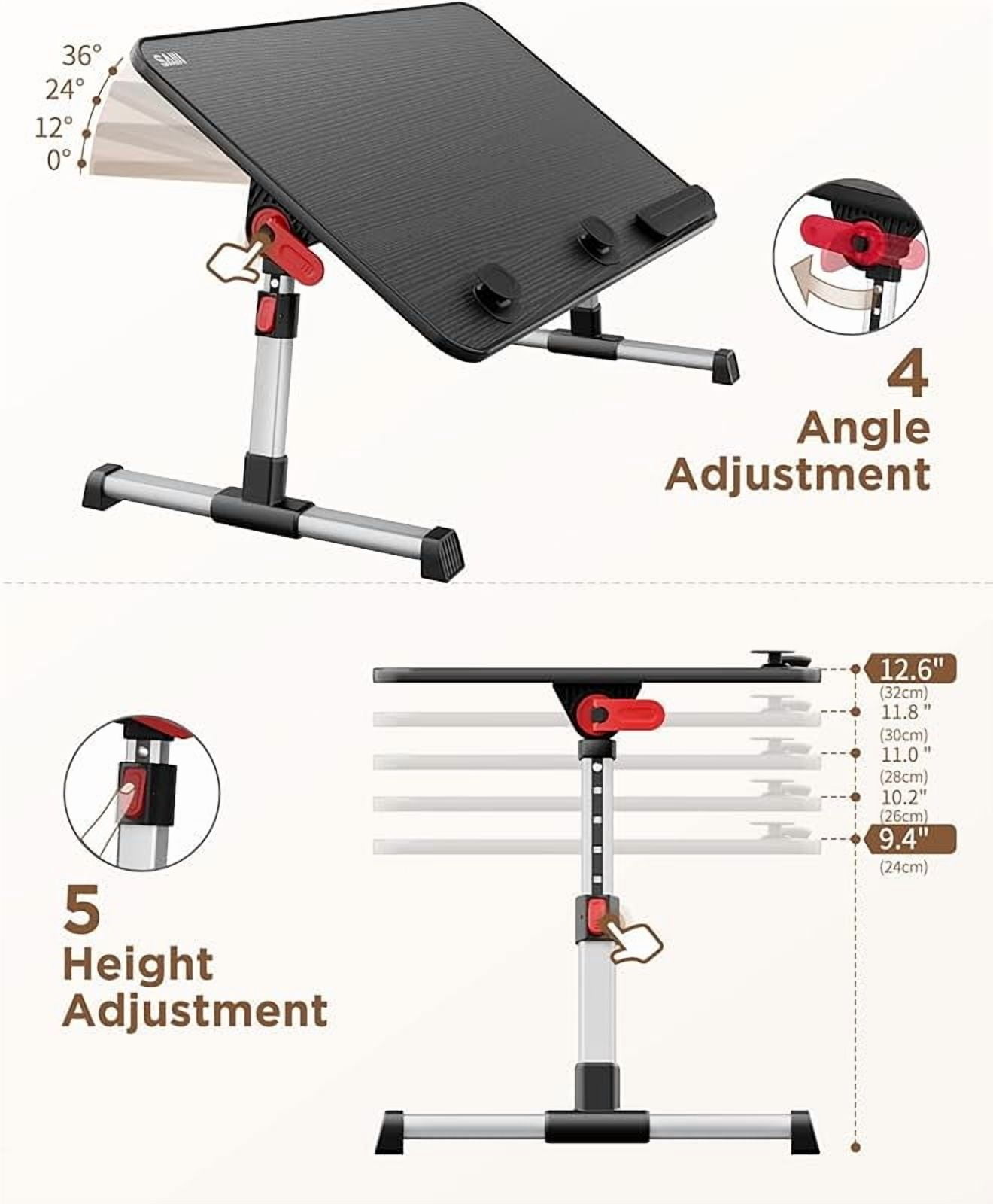 Laptop Desk Table, Adjustable Laptop Stand, Portable Lap Desks with Foldable Legs, Notebook Standing Breakfast Tray Reading Desk for Sofa Couch Bed Floor (Black,Medium Size)