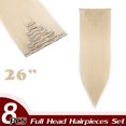 thumbnail image 2 of Extensions de Cheveux Droites à Clip Complet Synthétiques 8 Pcs 18 Clips pour Femmes, 2 of 5