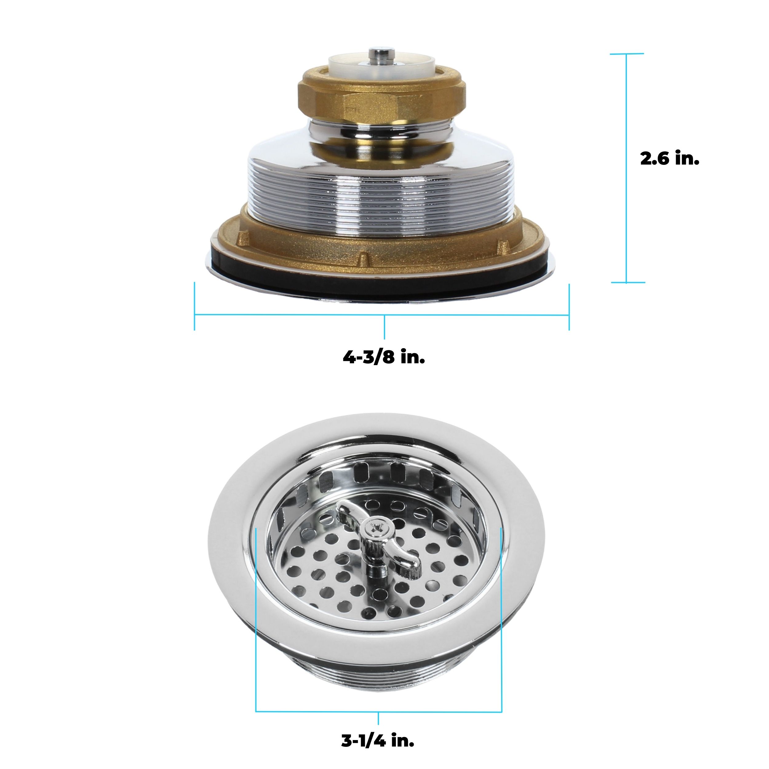 3.5" Kitchen Sink Drain Strainer Assembly With Tailpiece – 304 Stainless Steel Removable Basket Stopper, Brushed Nickel, Replacement Drain Kit