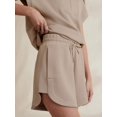 thumbnail image 3 of Women Two Piece Outfits Tracksuit Half Zip Lapel Cap Sleeve Sweatshirt High Waist Drawstring Shorts Set Sweatsuit, 3 of 5