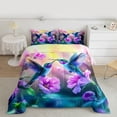 thumbnail image 2 of Castle Fairy Gradient Hummingbird Twin Comforter Sets,Purple Floral Flowers Bedding Set, 2 of 8