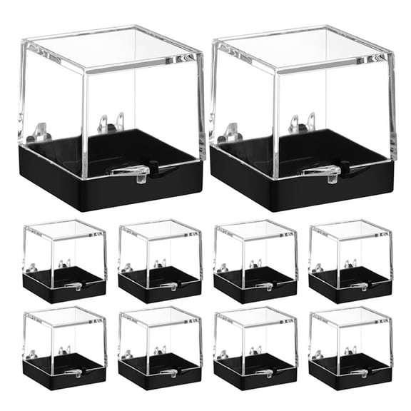 Hemoton 10PCS Square Stone Display Case Transparent Plastic Box Crystal Specimen Display Case Miniature Collection Case Jewelry Collection Case