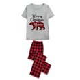 thumbnail image 5 of LuLiaMenton Matching Couples Christmas Pajamas Mama Papa Red Plaid Short Sleeve Long Pants Set, 5 of 6