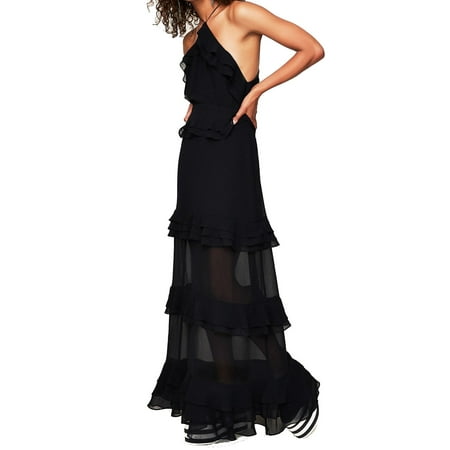 AFRM - AFRM NEW Deep Black Womens Size XS Tiered Ruffled Sheer Gown ...