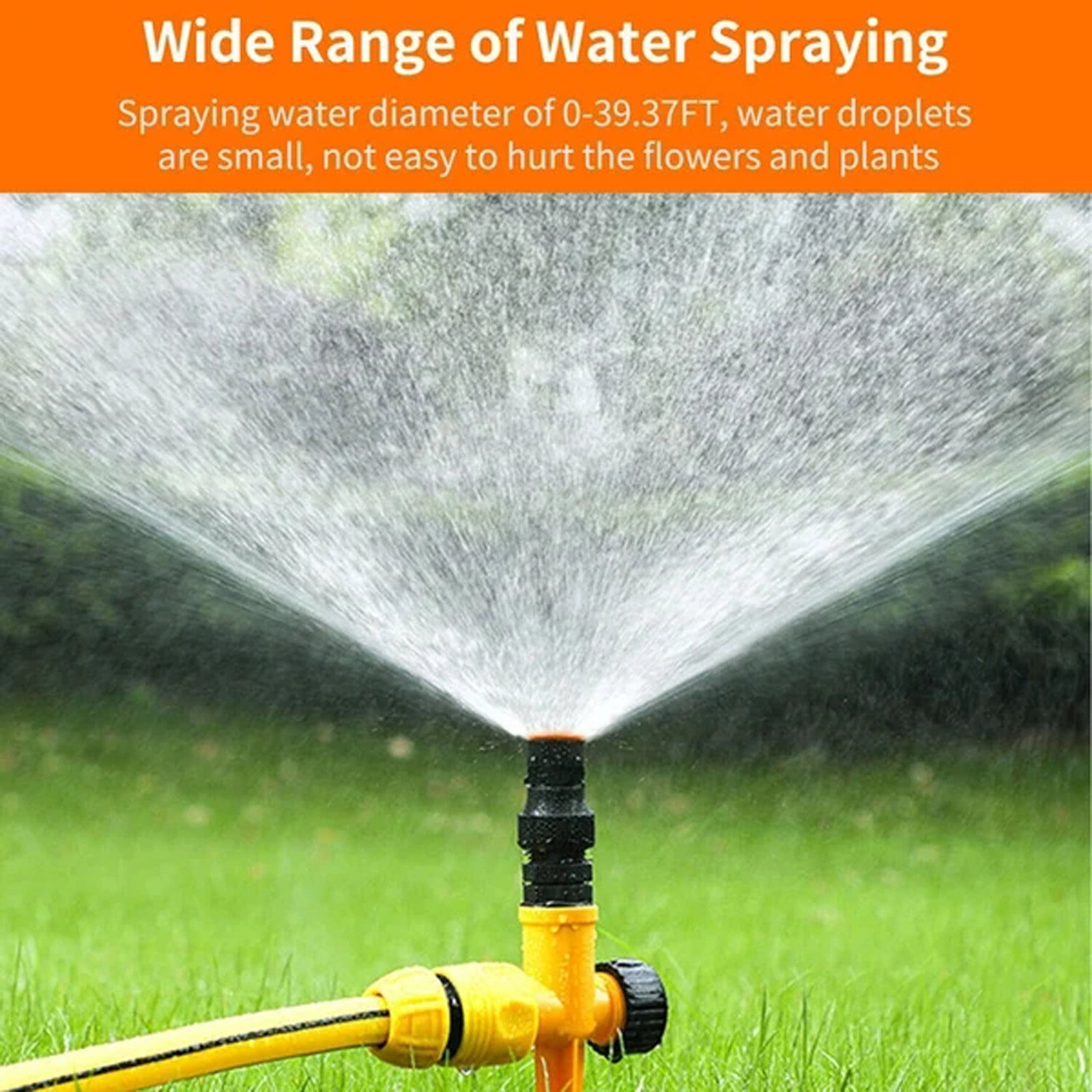 Deeceymbur 4PCS Above Ground Sprinkler System for Garden, 360° Auto Rotating Garden Sprinkler System - Smart Irrigation for Lawn, Patio, Full-Circle Watering Coverage