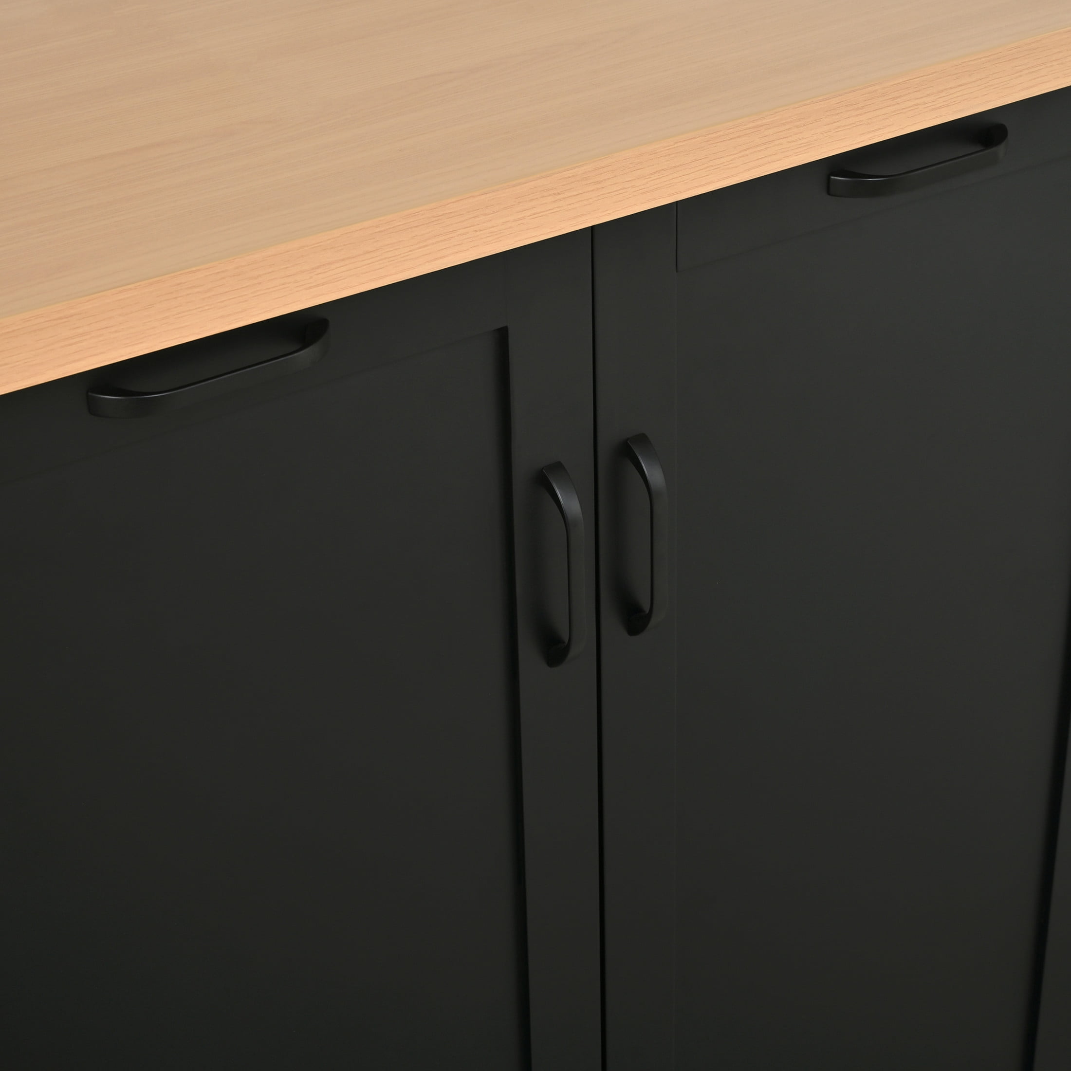 Christopher Knight Home 58" Kitchen Island, Wooden Prep Table with Storage Drawers & Cabinets, Black