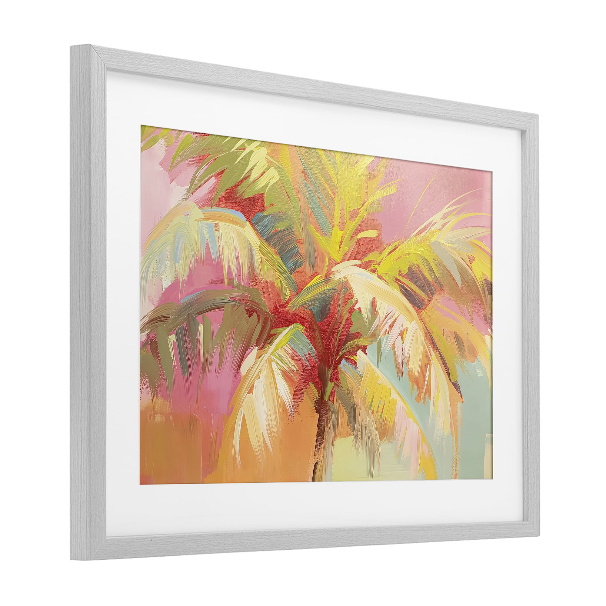 Stupell Industries Warm Palm Leaf Impressions Gray Framed Print Under Glass, design by Jacky Ngan