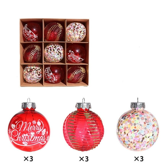 Adornos navideños en forma de bola | Adornos transparentes pintados para el árbol de Navidad | Decoraciones colgantes de 8 cm para el árbol y la corona navideña | Decoración navideña para interiores