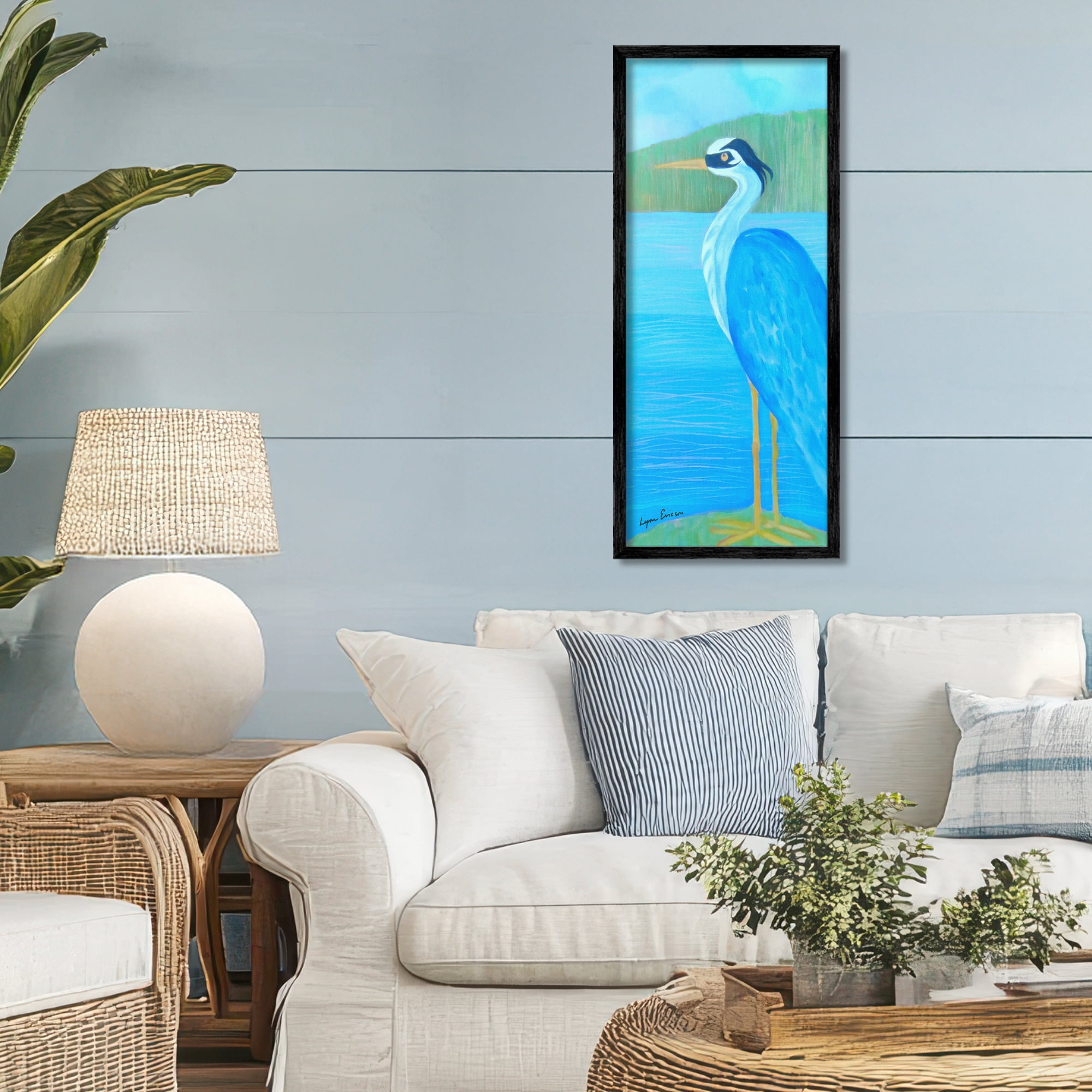 Stupell Industries Great Blue Heron Black Framed Giclee Art, design by Lynn Ericson Fine Art