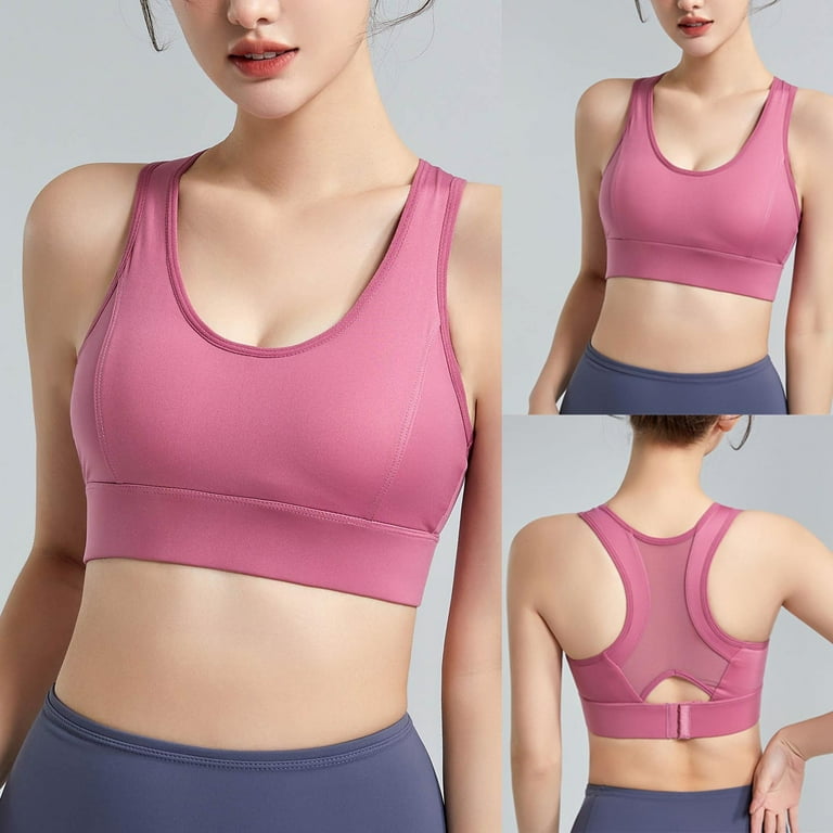 DAETIROS Bras for Women- No steel ring Thin section Anti-shock Yoga  Undershirt Beauty back Small chest Daily Womens Bras Hot Pink Size L