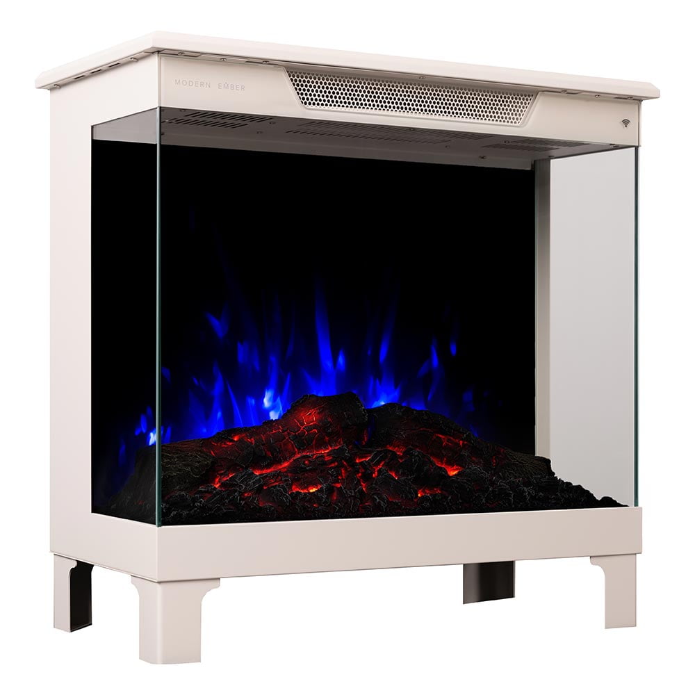 Modern Ember 24″ 3-Sided Electric Fireplace Stove Heater, Taupe Mist Finish