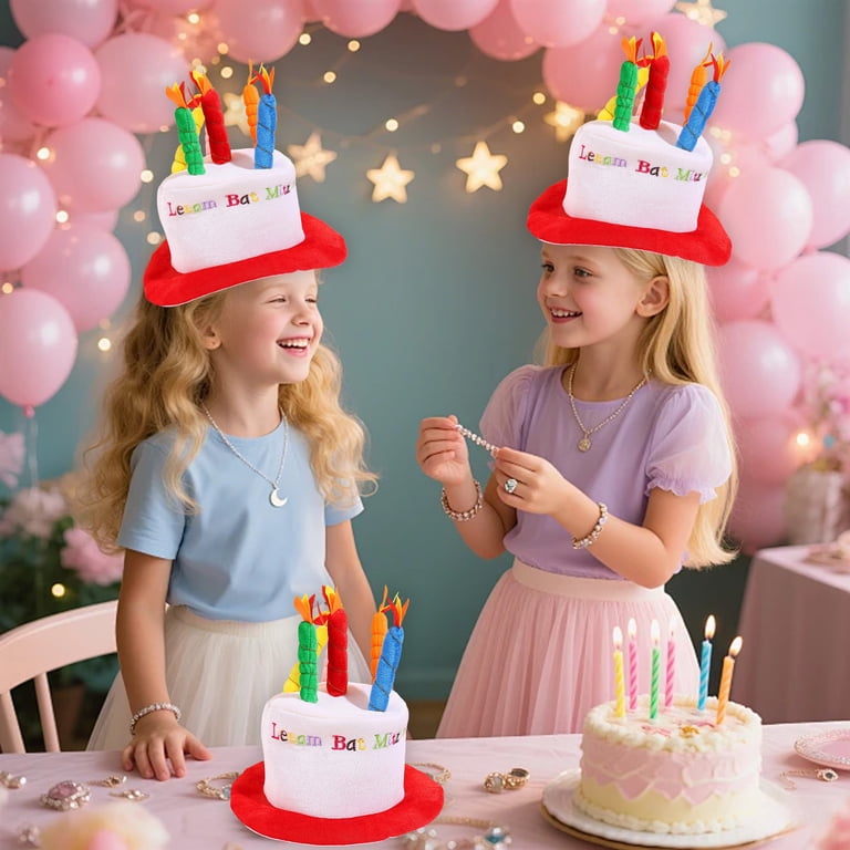 JeashCHAT Plush Happy Birthday Cake Hat, Unisex Christmas Birthday