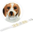 thumbnail image 4 of CHAO Collar de perro con púas ajustable, cuero de PU, 4 filas, collares para mascotas con tachuelas, anillo para cachorros de perros pequeños, medianos y grandes (66 * 7,5 cm-blanco), 4 of 5