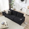 thumbnail image 3 of AENKYO 84" Modern Corduroy 3-Seater Sofa, Compressed Couch with Built-in Cup Holders & Washable Covers, Black, 3 of 8