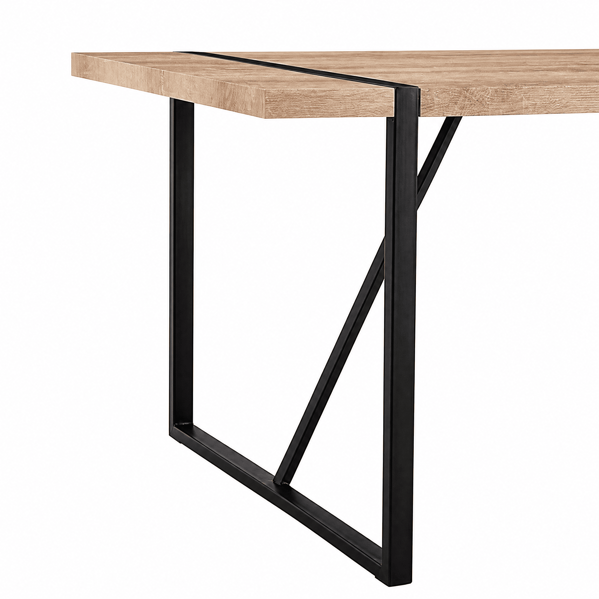 55 Inch Rectangular Modern Rustic Industrial Dining Table for 4-6 People, 1.5" Thick MDF Wood Tabletop with Black Metal Legs, Multipurpose Dining Writing Desk for Kitchen Terrace Living Room