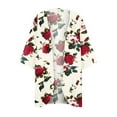 thumbnail image 4 of SDJMa Women's Lightweight Open-Front Cardigan Sweater Women's Floral Print Puff Sleeve Kimono Cardigan Loose Chiffon Cover Up Casual Blouse Tops, 4 of 5