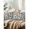 thumbnail image 2 of Outdoor Pillows Waterproof, Teal Green Leaf Bedding Throw Pillows with Insert for Couch Sofa Bed, Vintage Farmhouse Boho Pastoral Tribal 12x20 Inch Pillowcases Decorative Patio Pillow Set of 2, 2 of 8