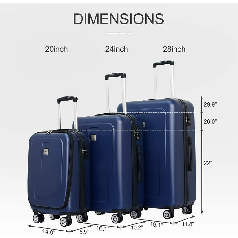 Ceilo 3PC Hardshell Luggage Set: Rechargeable USB, ABS Material
