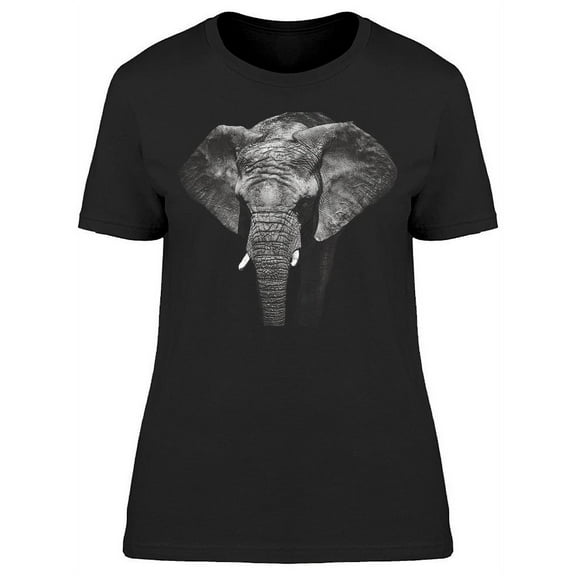 Monochrome Portrait Elephant T-Shirt Women -Image by Shutterstock, Female XX-Large
