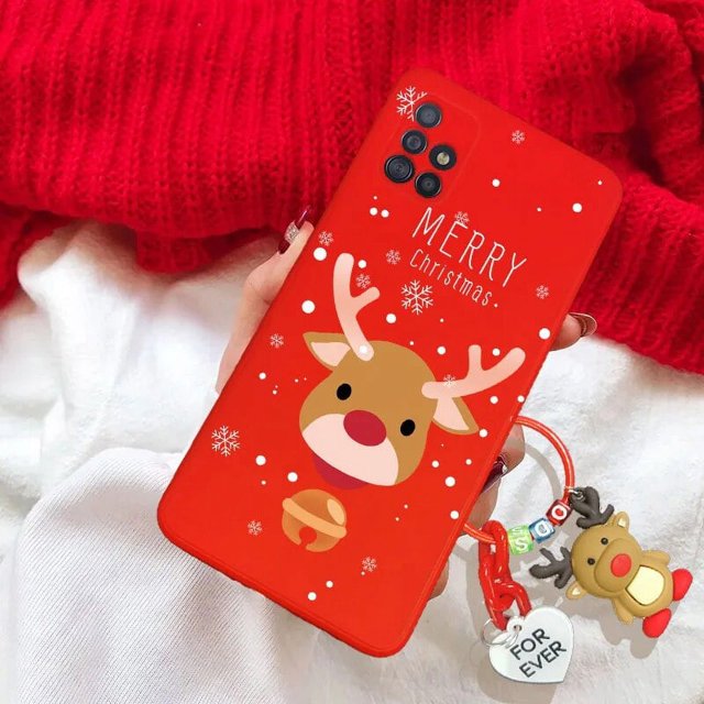 Christmas Reindeer Santa Claus Key Chain Case For iPhone 15 Pro Max 15 Pro For iPhone 15 Plus Hat Tree Snowman Tpu Cover