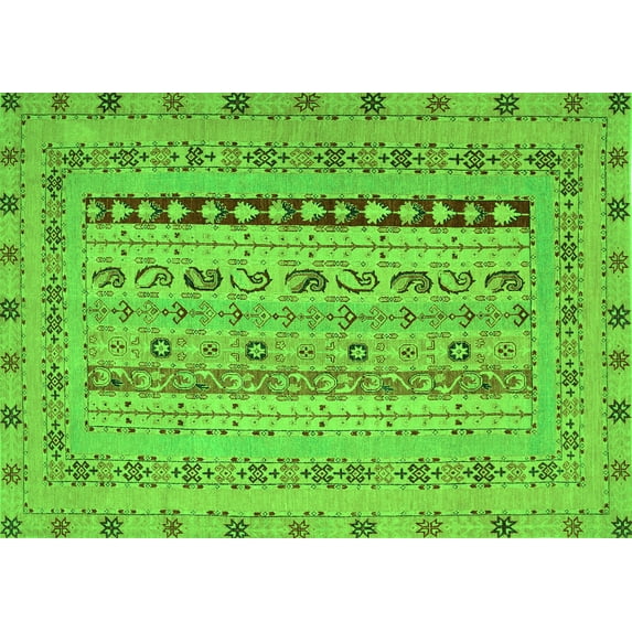 Ahgly Company Indoor Rectangle Persian Green Traditional Area Rugs, 2' x 5'