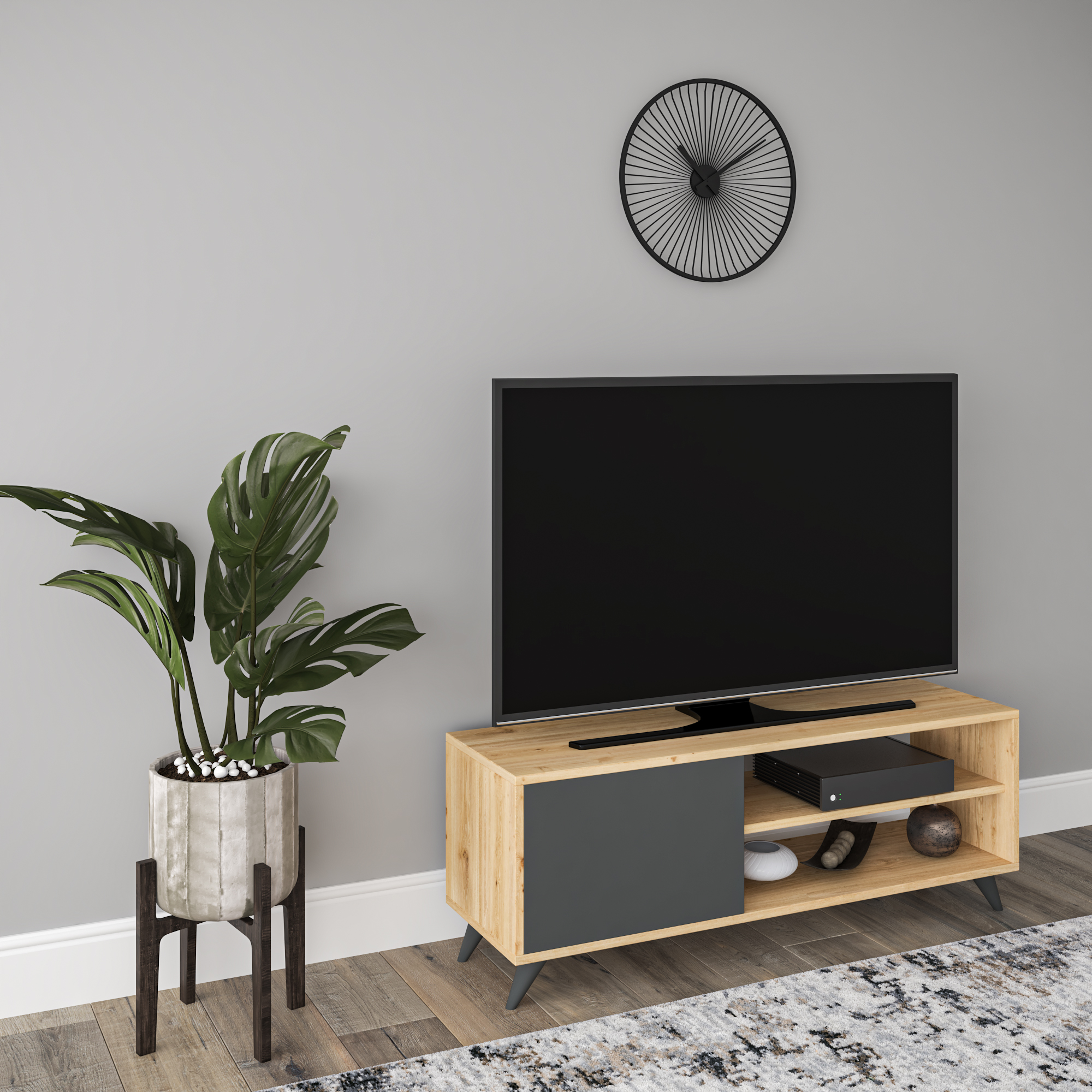Ada Home Décor 2 Tier Venga TV Stand with Doors for TVs up to 53", Oak