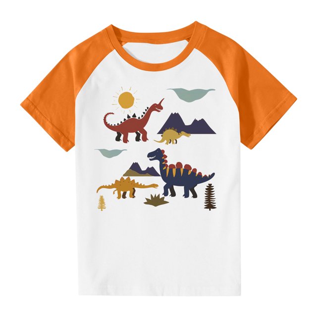RXIRUCGD 2025 Vêtements d'Été pour Enfants Tout-Petits Garçons Filles Mode Mignon Col Rond Imprimé Manches Courtes Haut